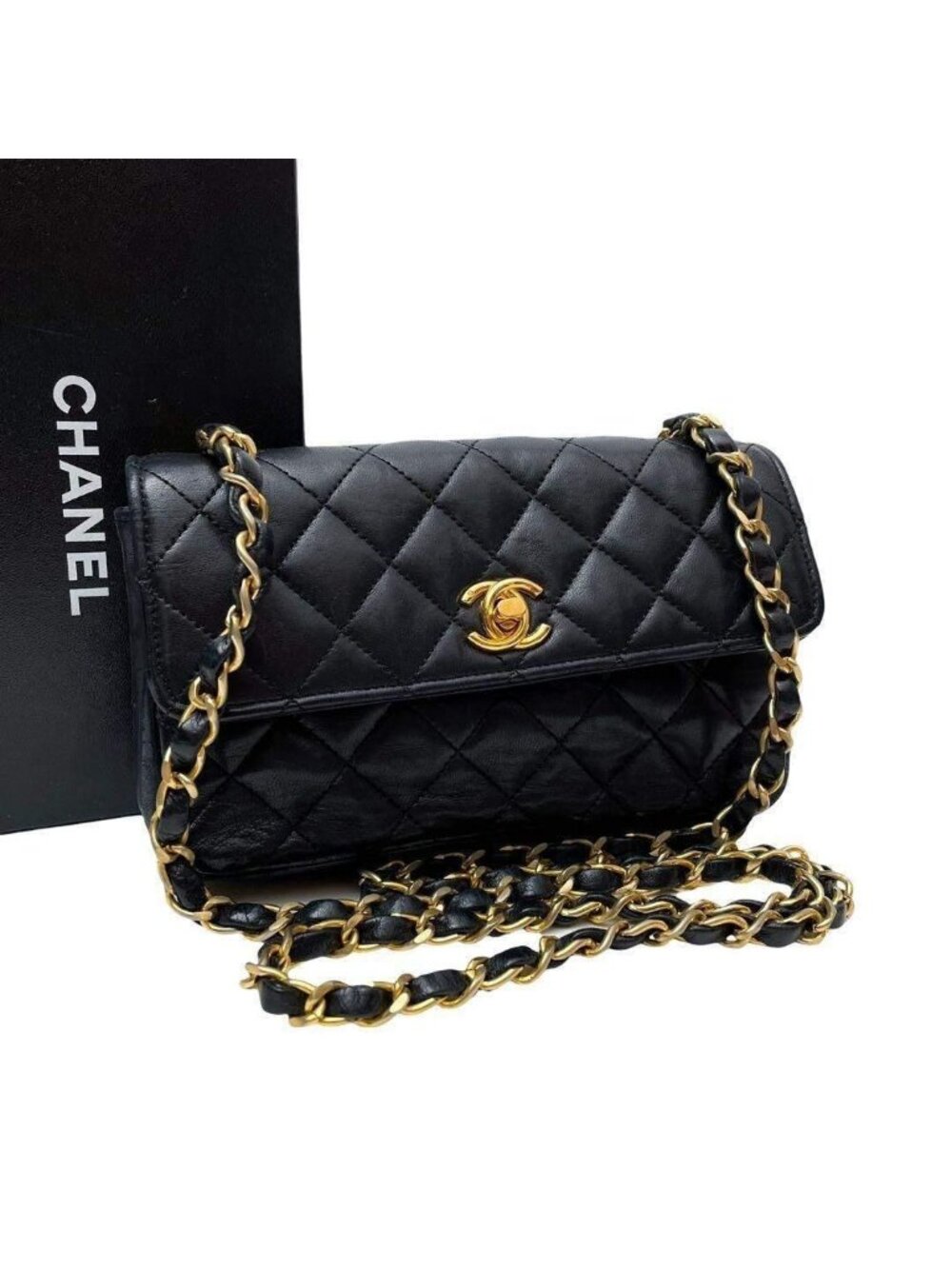 Chanel Lambskin Mini Quilted Flap Shoulder Bag Leather